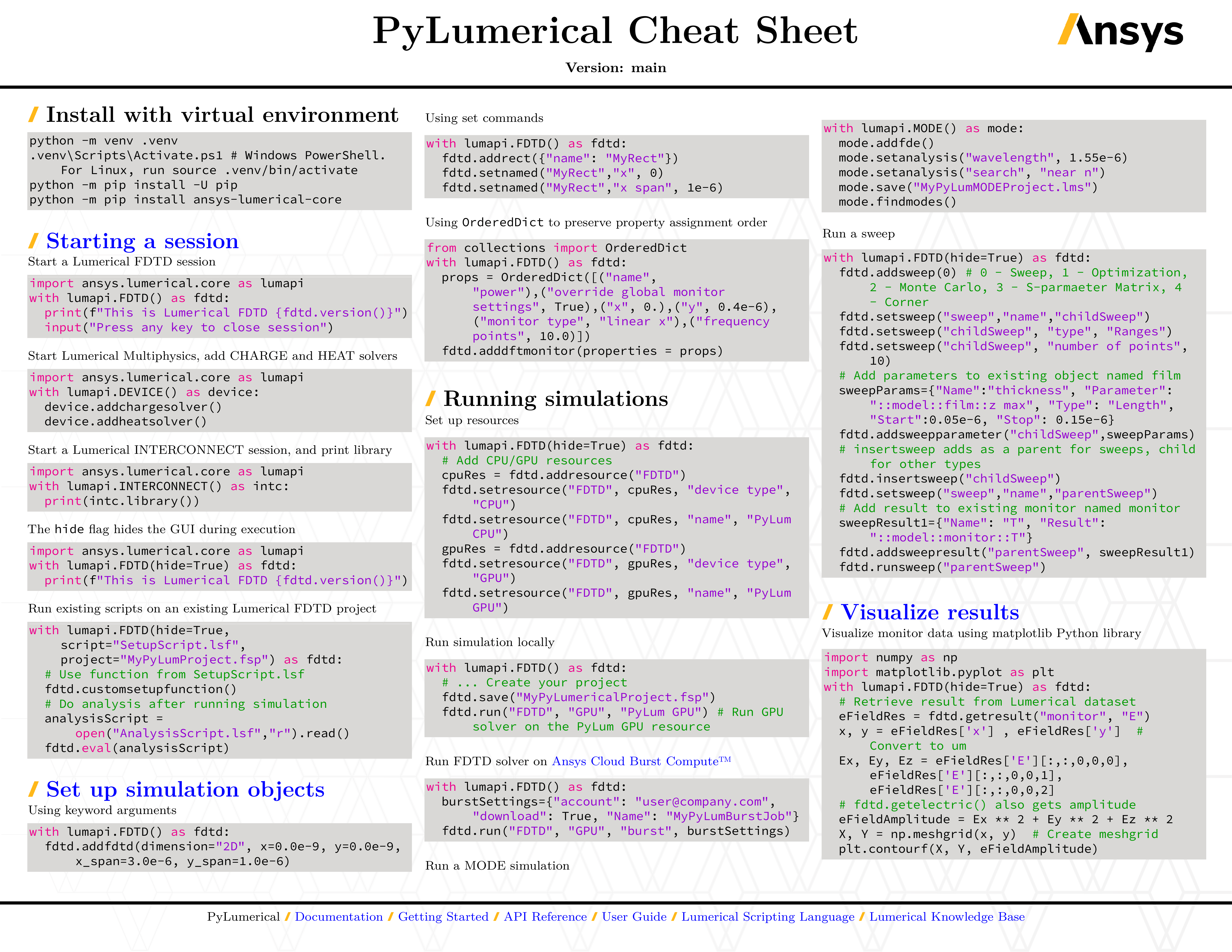 PyLumerical Cheat Sheet